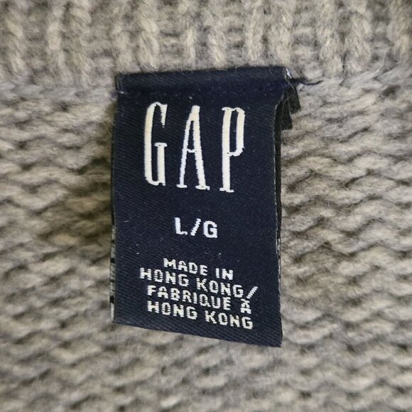 Vintage Gap Wool Gray Stripe Detail Grandpa Sweater Size L - Picture 3 of 4